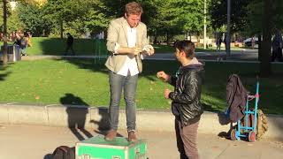 Funny street Magician 🎩 performs Shin Lim magic trick near London Eye and Westminster Bridge