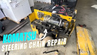 Komatsu electric forklift steering chain repair!!