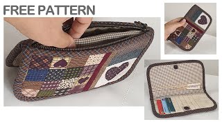 #0078 Quilted Wallet Quilted Wallet  Making Card Wallet Purse Free Pattern Fabric Wallet Making