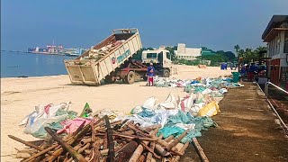 HALA manila dolomite Beach daming BASURA hinakot Ng TRUCK Ng MMDA.