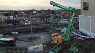 Barnsley Market Gate Bridge pylon lift time lapse video