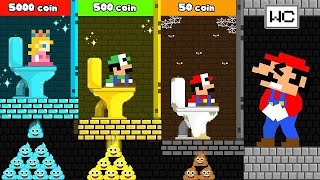 Toilet Prank Mario and Tiny Mario Luigi and Peach Challenge Poor To Rich Toilet  Game Anim part