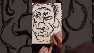 Daily Faces Challenge: Day 312/365 - Single Line Charcoal Drawing | Sketchbook Art Timelapse #art