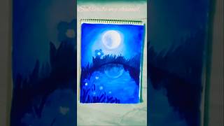 Beautiful moonlight scenery|night scenery drawing #painting #art #shorts..