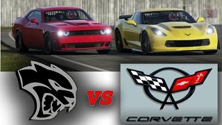 Forza 7 - Corvette ZO6 vs Dodge Challenger Hellcat on Top Gear Track!