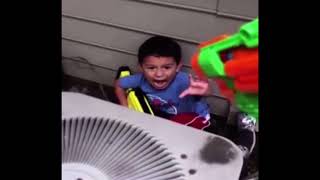 Kid Gets Shot by a nerf gun with JOJO music