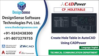 Hole Chart, Hole Table in AutoCAD, BricsCAD, ZWCAD With CADPower