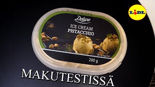 Testissä Deluxe ice cream pistacchio (pistaasijäätelö) || LIDL