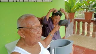 80 YEARS OLD HAIRCUT WITH SIDE MIRROR