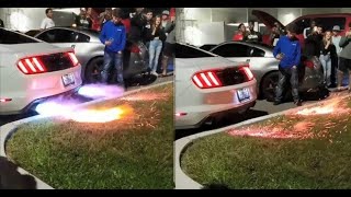 mustang shooting flames