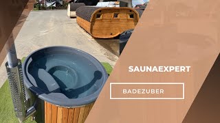 SAUNAEXPERT.de - #Shorts video Badezuber | HotTub | Badefass | Badebottich Holz | Badetonne Kaufen