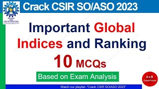 CSIR SO ASO 2023 | Global Indices and ranks | 10 MCQs