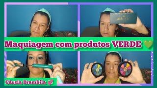 Maquiagem com produtos VERDE 💚💄