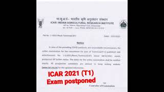 ICAR 2021  technical (T-1) Exam postponed notice by rollxved #shorts #ICARExam #ICAR