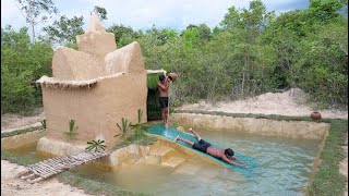 100 Days Building A Modern Underground Hut With A Grass Roof And A Swimming Pool