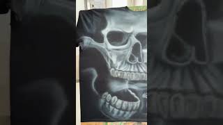 Airbrushing my logo and skull on a black t shirt dg airbrushing