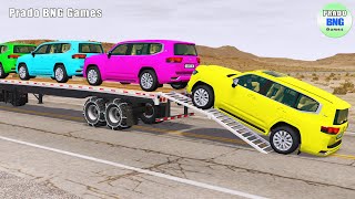 Toyota Cars vs Train | Truck Man Flatbed vs Train Beamng.drive 143