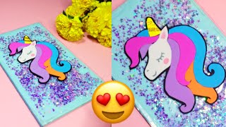 Diy Unicorn Liquid Glitter Notebook | Unicorn School Supplies | School Craft | Diy Works