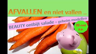 Gezond en slim afvallen: ontbijt + frisse wortel salade/appel. Snel lunch-tussendoortje.