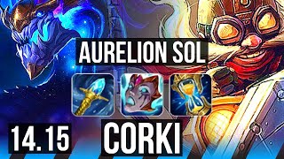 AURELION SOL vs CORKI (MID) | Legendary, 600+ games, 12/5/14 | BR Grandmaster | 14.15