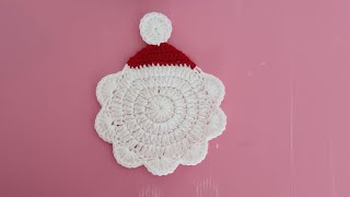 [Crochet Time]  Crochet Christmas CUP COASTER santaclaus【钩针学习】圣诞老人杯垫