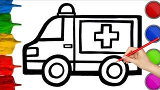 How to Draw Ambulance | Easy Step by step Drawing for Kids, Toddlers