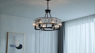 Round Modern Rustic Crystal Chandelier - Sofary Lighting