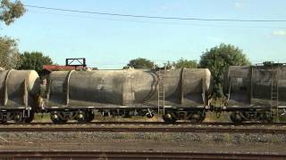 Standard Gauge Trains Victoria - G528 operates a cement train through Benalla  - 20/01/2011