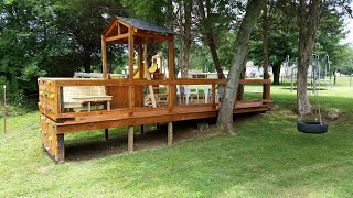 Build a Playset and Deck around a Tree with a Tire Swing DIY!