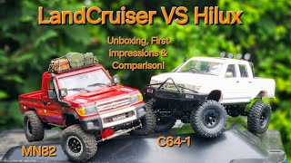 Toyota Hilux (WPL C64-1) VS TOYOTA Landcruiser (MN82) Unboxing, First impressions & Comparison!