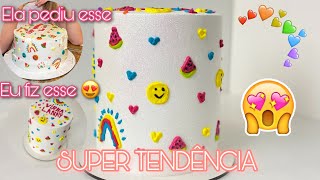 FIZ UM BOLO GRINGO - SMILE CAKE 😊🌈🍉💕 - BENTO CAKE DIFERENTE- Tendência na confeitaria 😍