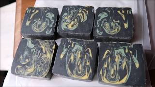 Making Activated Charcoal Drop Swirl Cold Process Soap