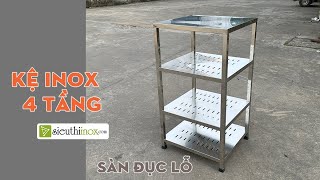 Kệ inox 4 tầng có sàn đục lỗ thoáng | sieuthiinox.com