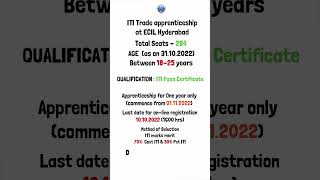 ECIL-ITI Trade apprenticeship at ECIL Hyderabad #shorts