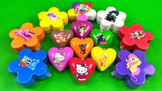 Digging up Equestrial Girls with CLAY inside Mini Heart, Flower Shapes Coloring! Satisfying, ASMR