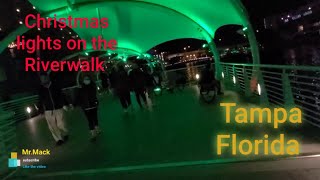 Christmas lights on Tampa Riverwalk 2020 during the pandemic