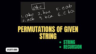 Permutations of given String | String | Recursion | O(n^2) | C++