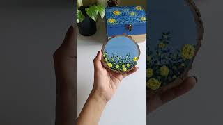 acrylic painting on wooden coaster #artoftheday #painting #youtubeartist #artideas