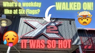 What's Six Flags Like on a Weekday? WALKED ON X2! HOT and Not-So-Bad Day at Six Flags Magic Mountain