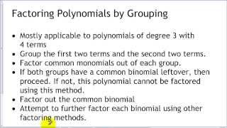 Polynomial Factoring Tutorial Part 2