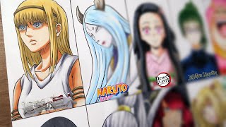 Drawing STRONGEST Female Characters from 10 different Anime