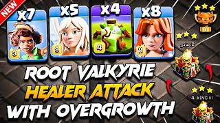 TH16 ROOT RIDER VALKYRIE Attack With HEALER & OVERGROWTH (Clash Of Clans) Best Th16 Attack Strategy