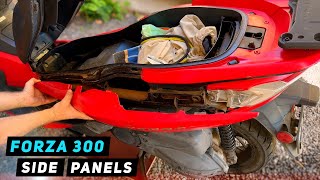 Honda Forza 300 - Side (painted) Panels Removal / Installation | Mitch's Scooter Stuff