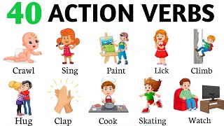 40 Action Verbs In English | Action Verbs For Beginners | English Vocabulary with Pictures