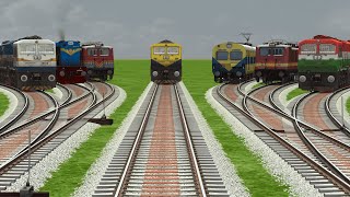 7 TRAINS REALISTIC CROSSING ON CURVED RAILROAD TRACKS -  BeamNG.drive | Railroad Crossing