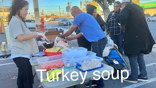 Cooking Big Turkey Soup for The Homeless .Happy Thanksgiving