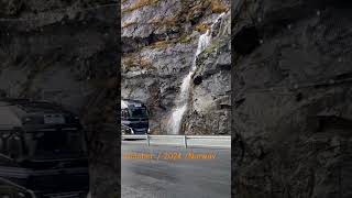 #truck on the #road #waterfall #norway #october #automobile #transport on e-39