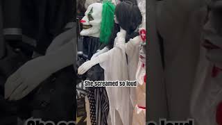 She SCREAMED so loud at these dolls ! #shortsfeed #shortvideo #halloween #scary