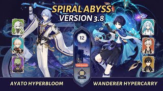 [Genshin Impact] | Ayato Hyperbloom + Wanderer Hypercarry - Spiral Abyss 3.8 | Floor 12 (9★)