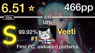 💝6.51⭐Veeti | Rissyu feat. Hatsune Miku - uni [CS] #1 466pp 99.92% FC